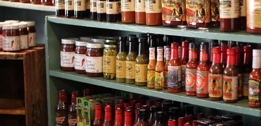 the switzerland cafe hot sauce selection is huge